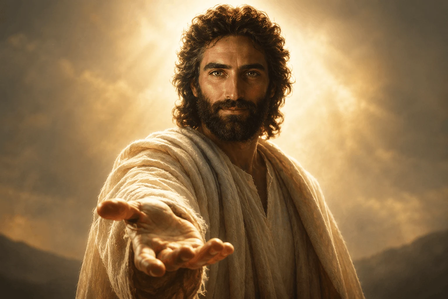 Jesus Christ extending His hand in a personal invitation to follow Him